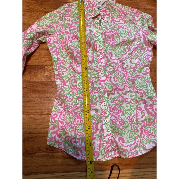 LILLY PULITZER peanut island button front long sleeve shirt white label size‎ 2 - Picture 8 of 9
